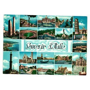 Vintage Italian Postcard Featuring Iconic Landmarks Souvenir dItalie Multiview